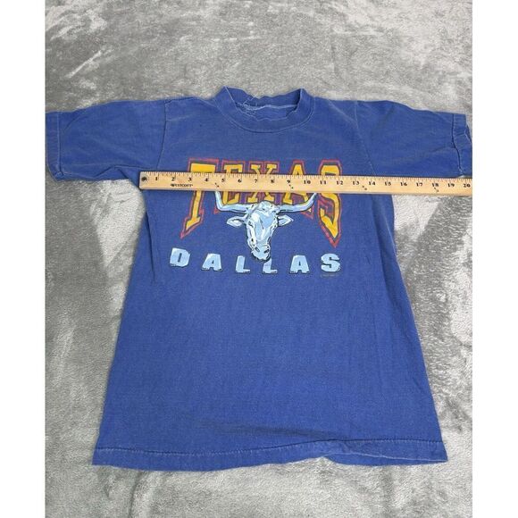 Vintage 80s Dallas Texas Short Sleeve T Shirt Men's Size Small Blue - Picture 7 of 10